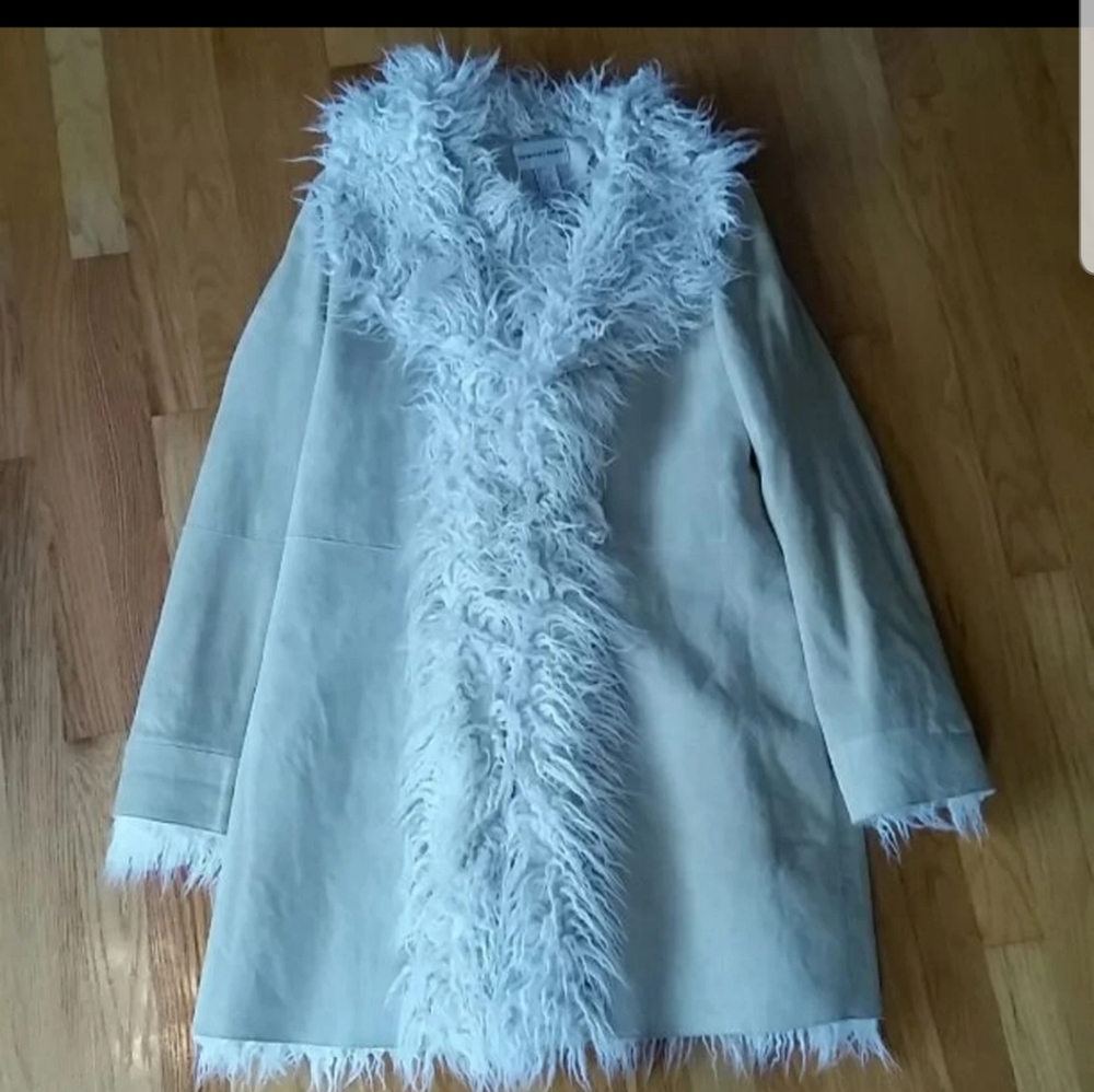 Tan suede shearling coat